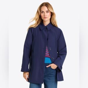 Draper James Navy Button-Front Trench Coat